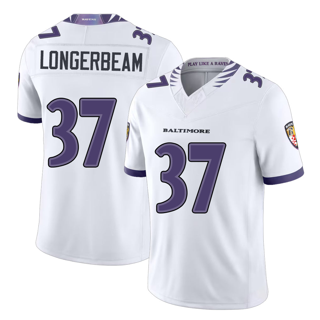 Baltimore #37 Longerbeam Player Football V Neck Short Sleeve White Jersey Robert For Men Youth Women Gift