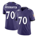 Baltimore #70 Rosengarten Player Football V Neck Short Sleeve Purple Jersey Roger For Men Youth Women Gift