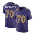 Baltimore #70 Rosengarten Player Football V Neck Short Sleeve Purple Jersey Roger For Men Youth Women Gift