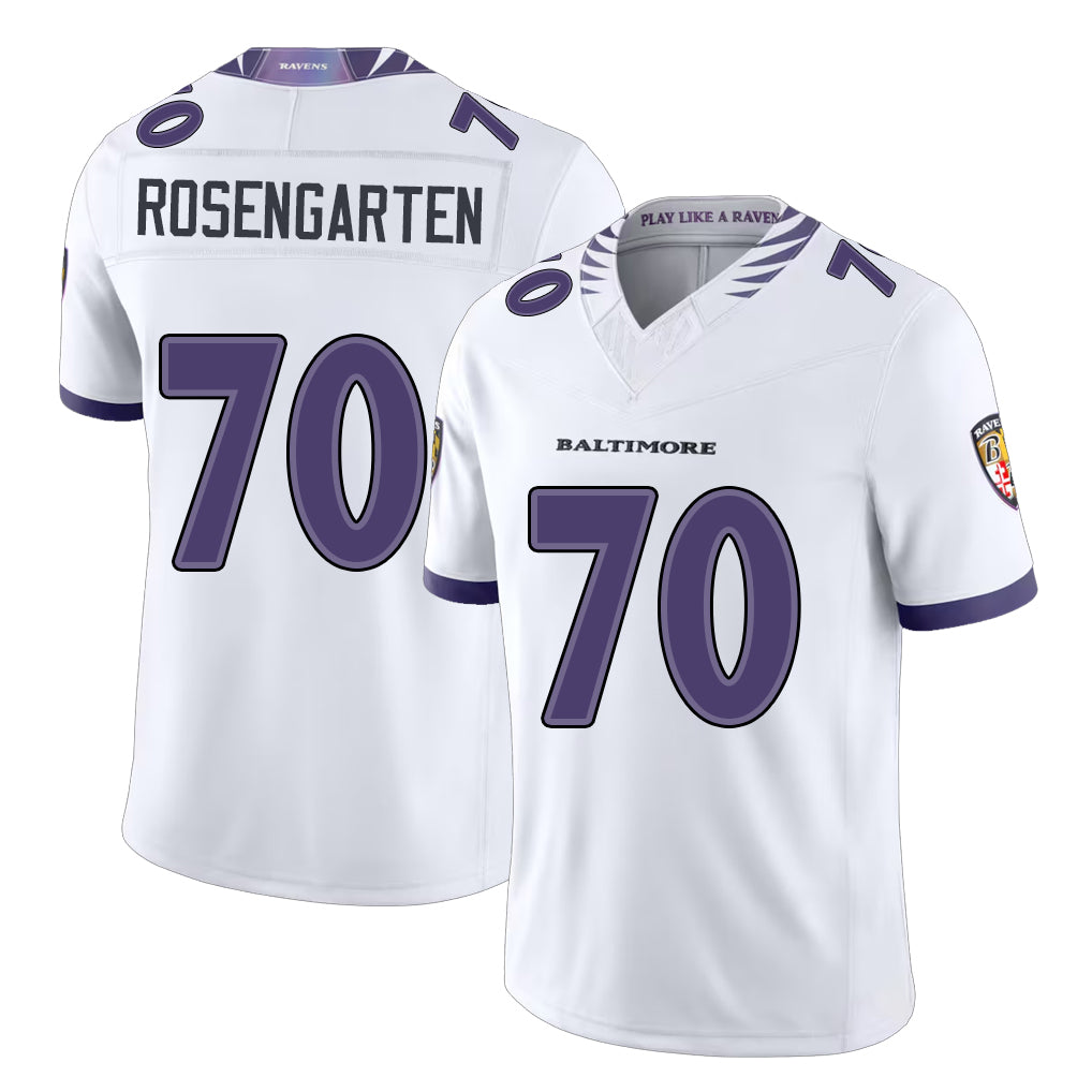Baltimore #70 Rosengarten Player Football V Neck Short Sleeve White Jersey Roger For Men Youth Women Gift