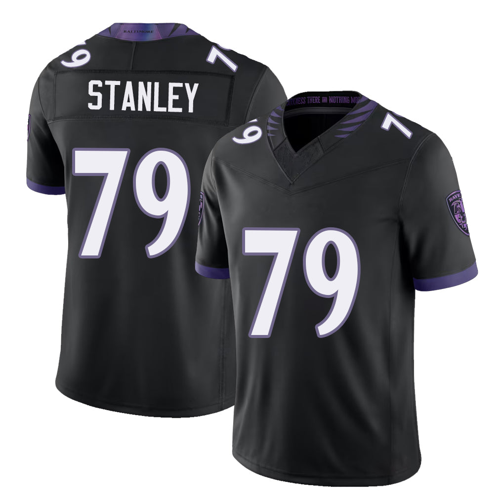Baltimore #79 Stanley Player Football V Neck Short Sleeve Black Jersey Ronnie For Men Youth Women Gift