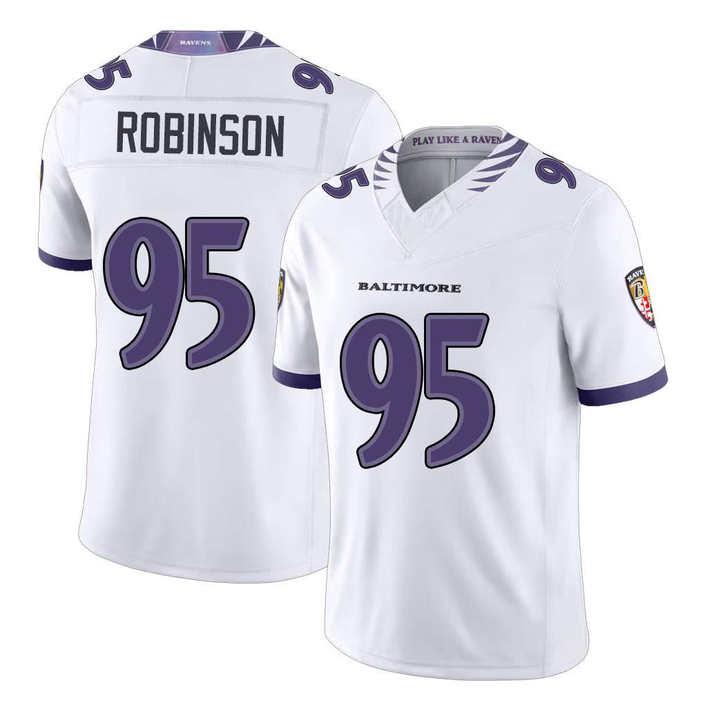 Baltimore #95 Robinson Player Football V Neck Short Sleeve White Jersey Tavius For Men Youth Women Gift