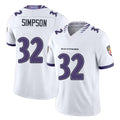 Baltimore #32 Simpson Player Football V Neck Short Sleeve White Jersey Trenton For Men Youth Women Gift