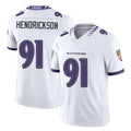 Baltimore #91 Hendrickson Player Football V Neck Short Sleeve White Jersey Trey For Men Youth Women Gift