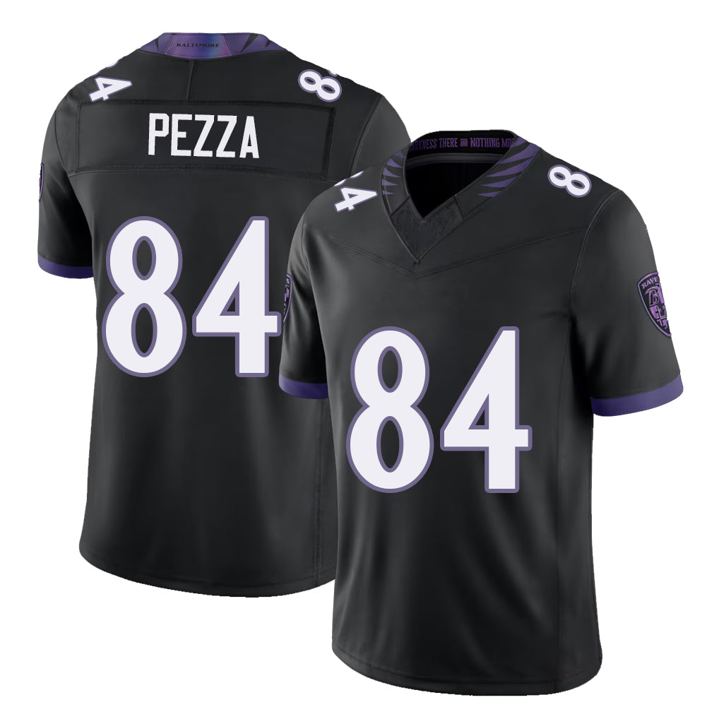 Baltimore #84 Pezza Player Football V Neck Short Sleeve Black Jersey Ty For Men Youth Women Gift