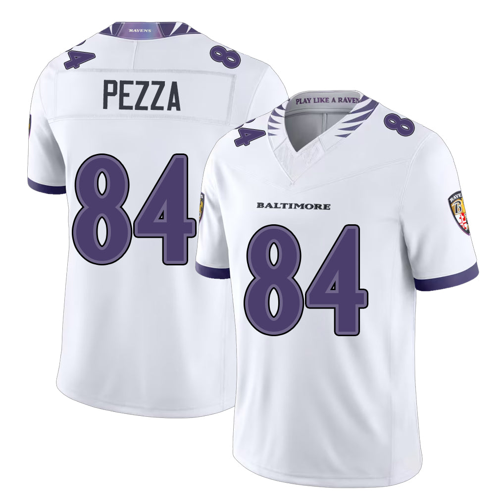Baltimore #84 Pezza Player Football V Neck Short Sleeve White Jersey Ty For Men Youth Women Gift