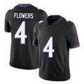 Baltimore #4 Flowers Player Football V Neck Short Sleeve Black Jersey Zay For Men Youth Women Gift