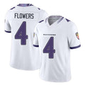 Baltimore #4 Flowers Player Football V Neck Short Sleeve White Jersey Zay For Men Youth Women Gift