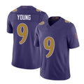 Baltimore #9 Young Player Football V Neck Short Sleeve Purple Jersey Zion For Men Youth Women Gift