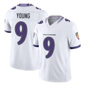Baltimore #9 Young Player Football V Neck Short Sleeve White Jersey Zion For Men Youth Women Gift