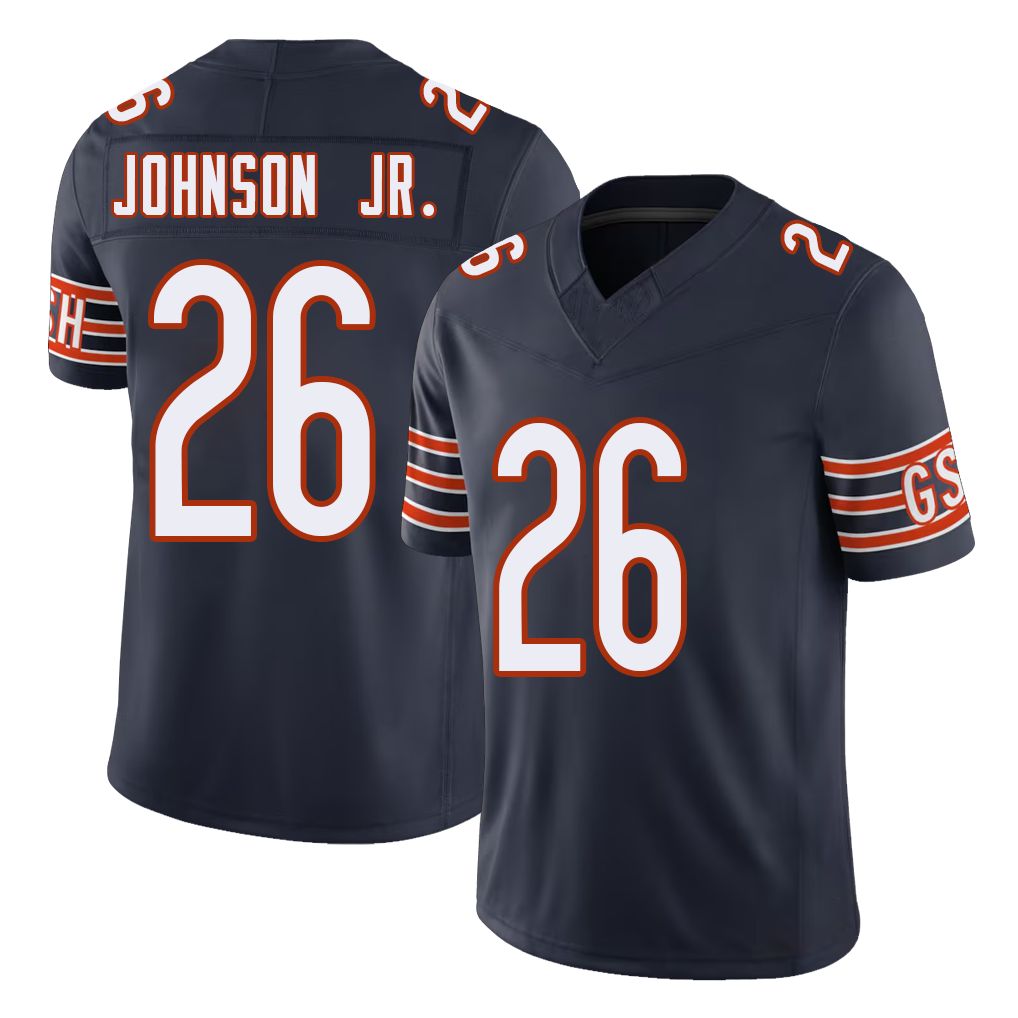 Chicago #26 Anthony Football V Neck Short Sleeve Navy Jersey  Johnson Jr. For Men Youth Women Gift