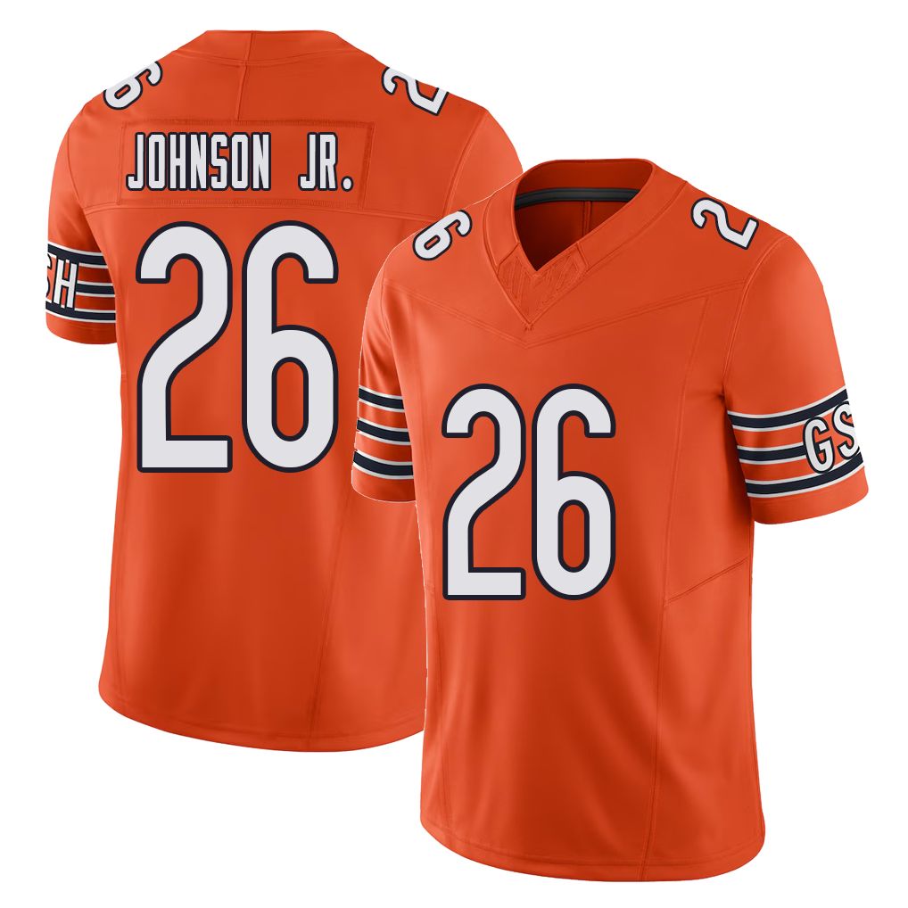 Chicago #26 Anthony Football V Neck Short Sleeve Orange Jersey  Johnson Jr. For Men Youth Women Gift