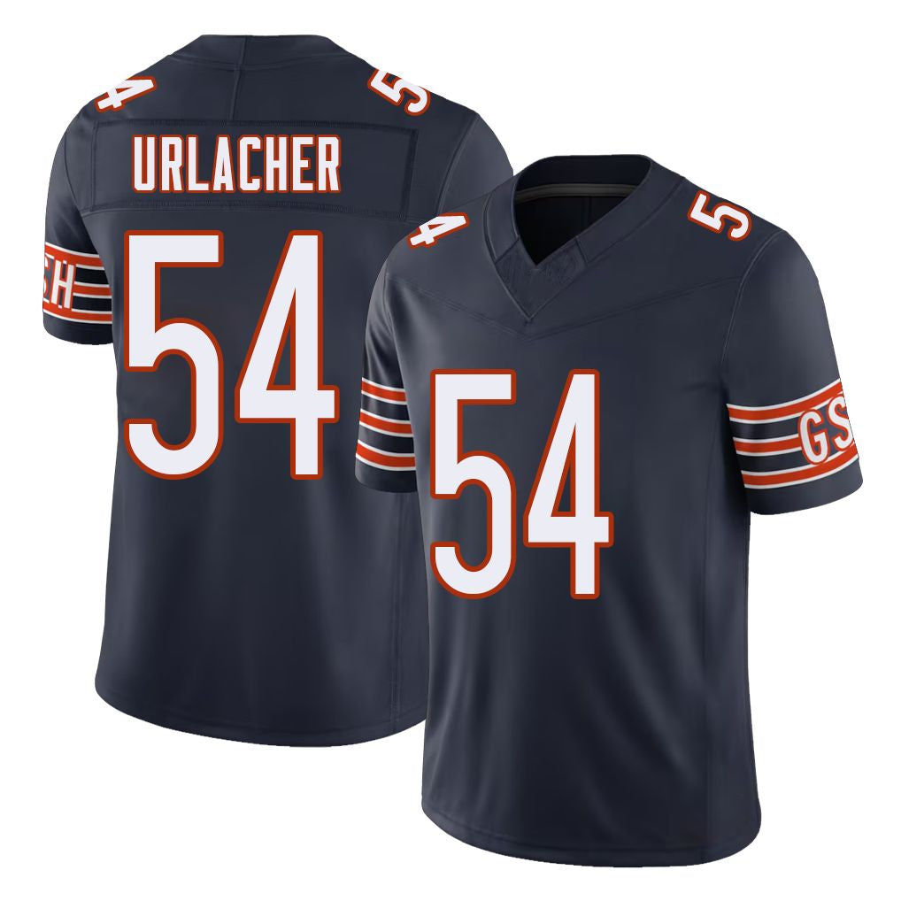 Chicago #54 Brian Football V Neck Short Sleeve Navy Jersey Urlacher For Men Youth Women Gift