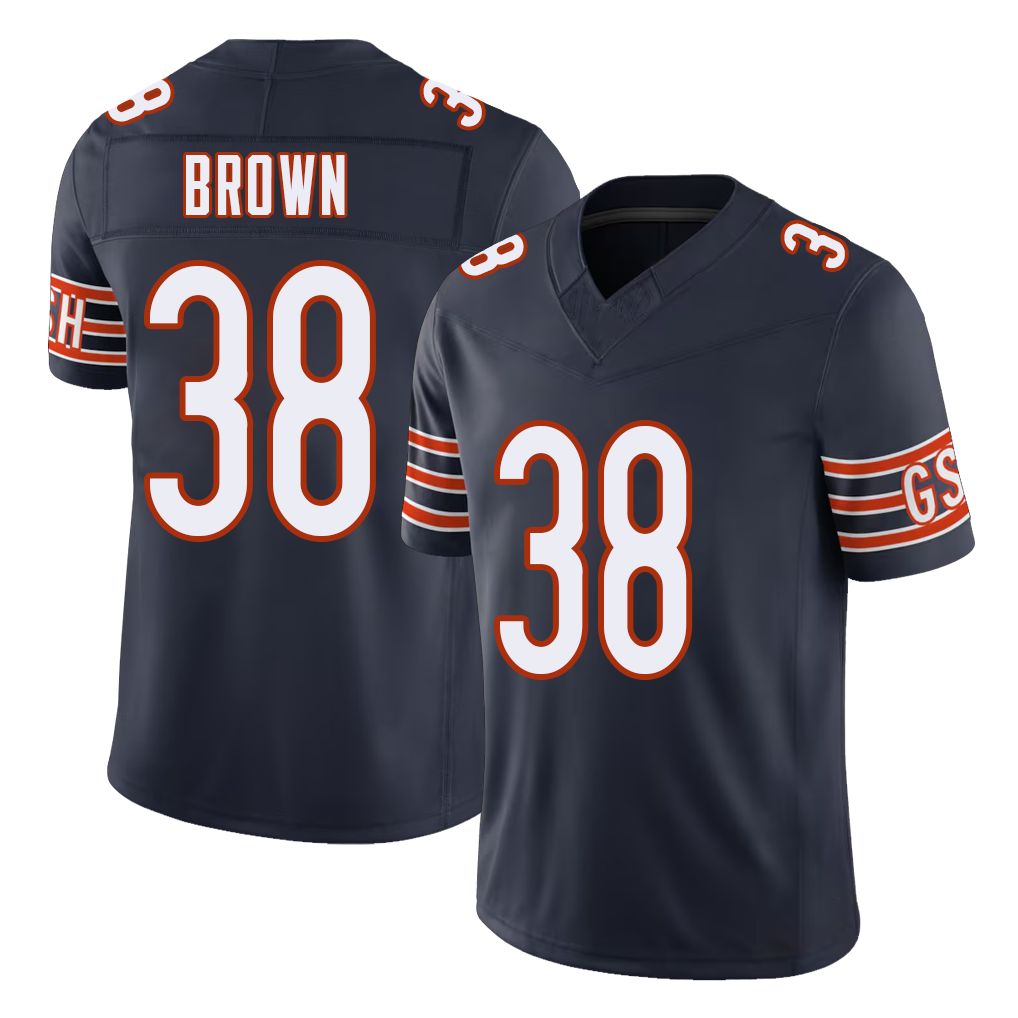 Chicago #38 Brittain Football V Neck Short Sleeve Navy Jersey Brown For Men Youth Women Gift