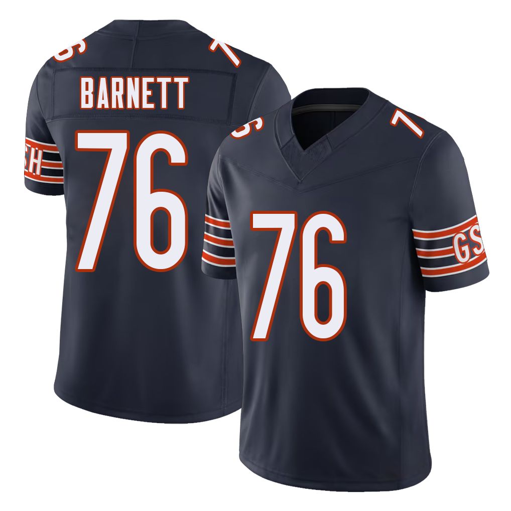 Chicago #76 Caden Football V Neck Short Sleeve Navy Jersey Barnett For Men Youth Women Gift