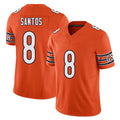 Chicago #8 Cairo Football V Neck Short Sleeve Orange Jersey Santos For Men Youth Women Gift