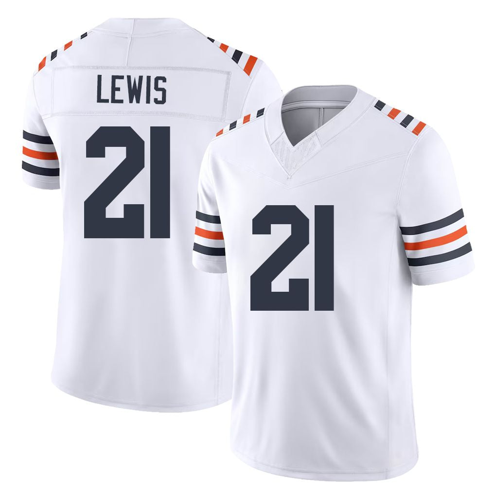 Chicago #21 Cam Football V Neck Short Sleeve White Jersey Lewis For Men Youth Women Gift