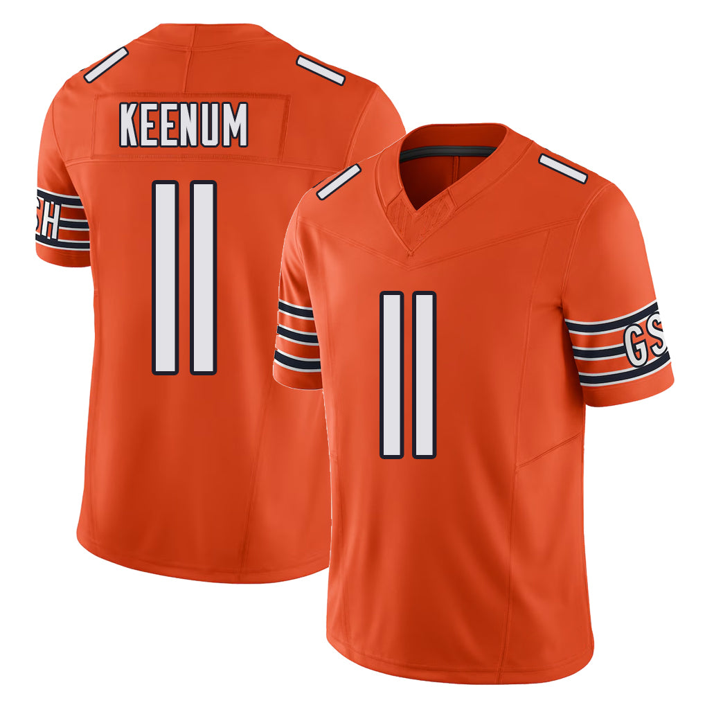 Chicago #11 Case Football V Neck Short Sleeve Orange Jersey Keenum For Men Youth Women Gift