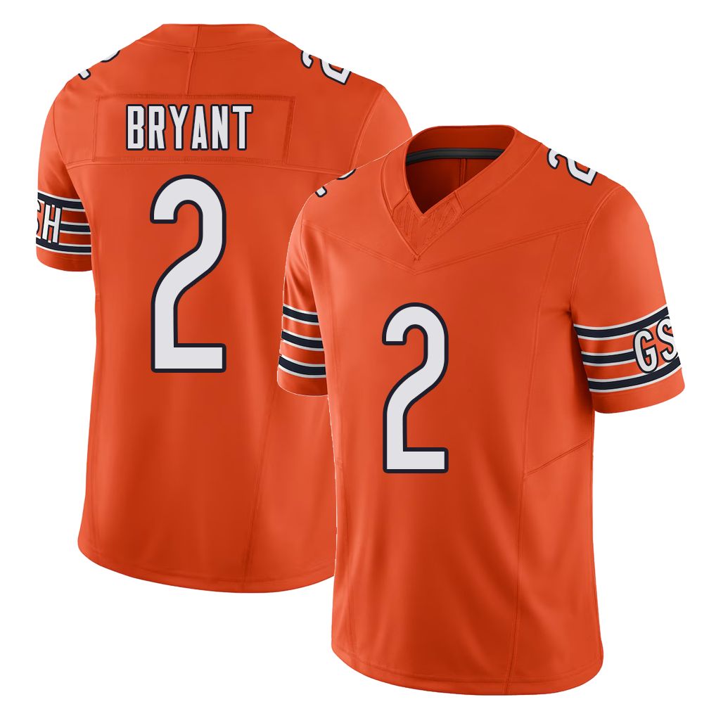 Chicago #2 Coby Football V Neck Short Sleeve Orange Jersey Bryant For Men Youth Women Gift