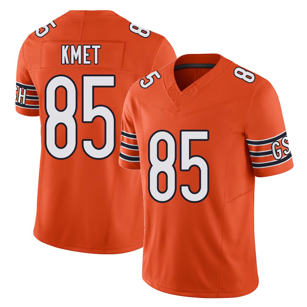 Chicago #85 Cole Football V Neck Short Sleeve Orange Jersey Kmet For Men Youth Women Gift