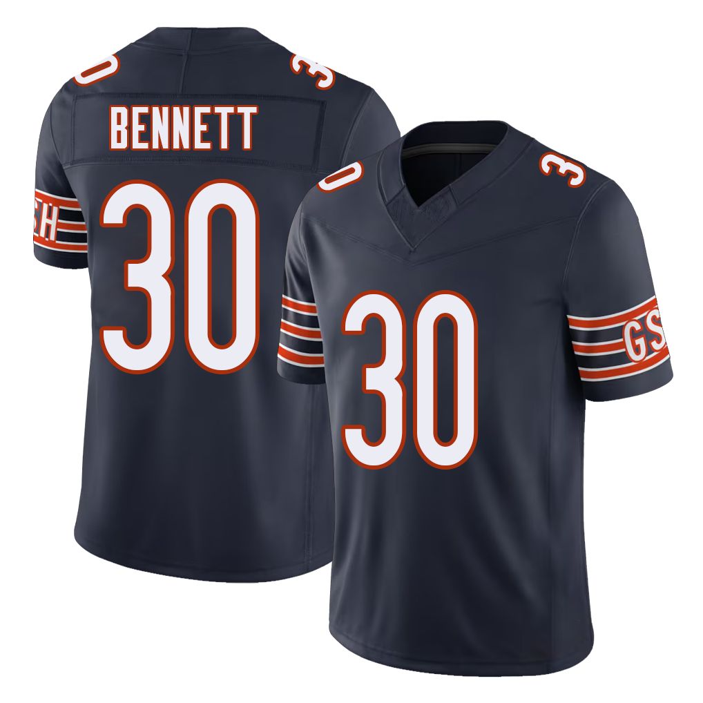 Chicago #30 Coleman Football V Neck Short Sleeve Navy Jersey Bennett For Men Youth Women Gift