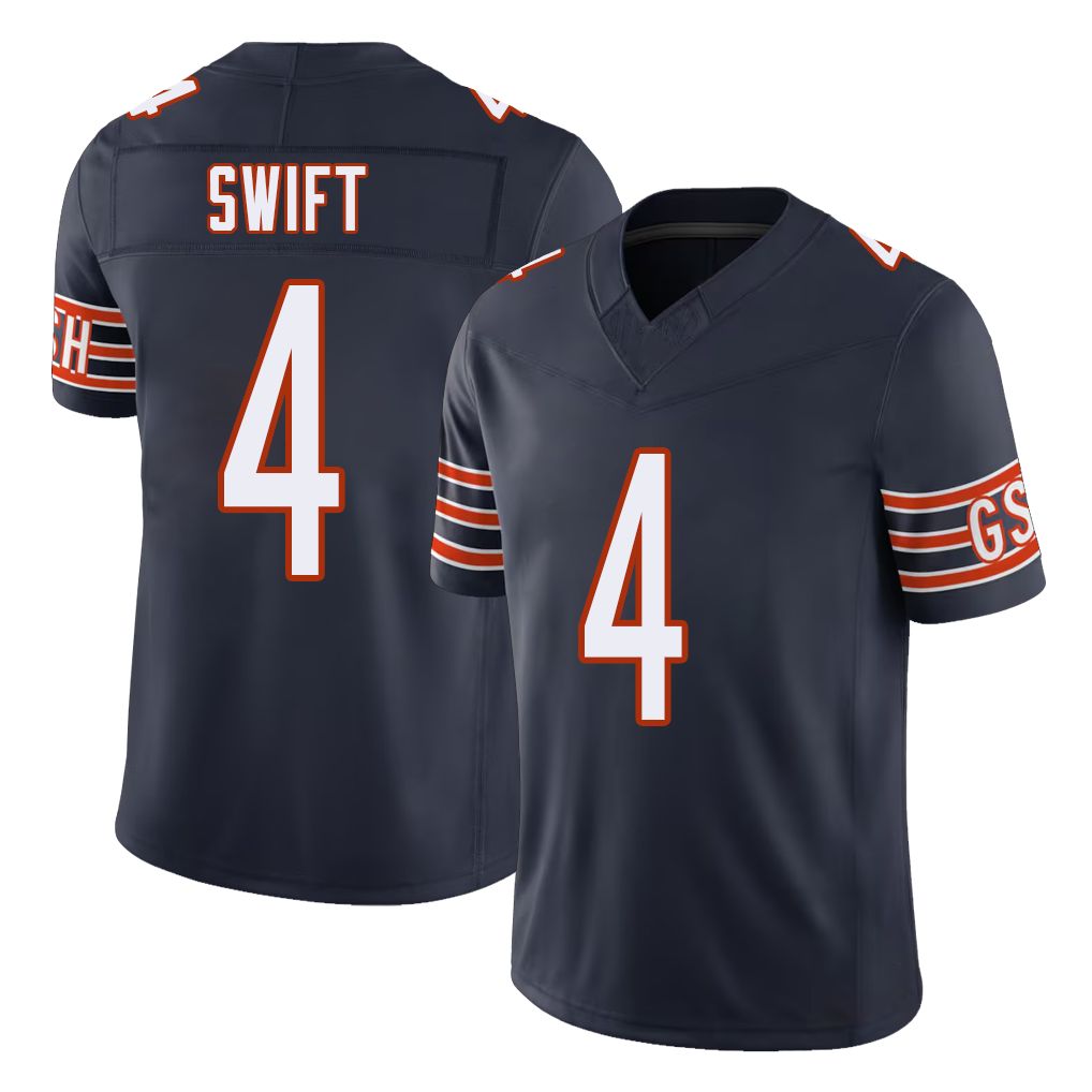 Chicago #4 D'Andre Football V Neck Short Sleeve Navy Jersey Swift For Men Youth Women Gift