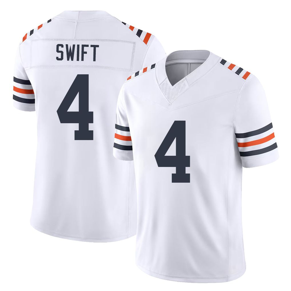 Chicago #4 D'Andre Football V Neck Short Sleeve White Jersey Swift For Men Youth Women Gift