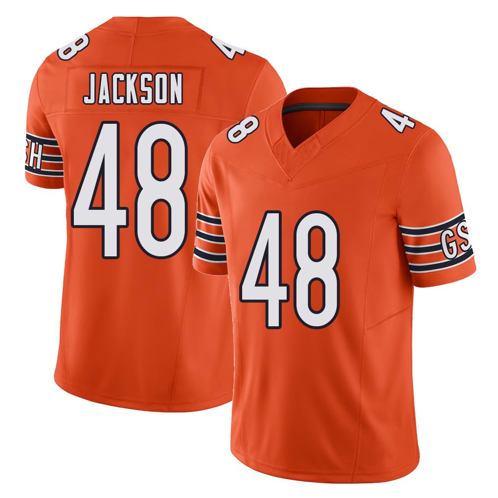 Chicago #48 D'Marco Football V Neck Short Sleeve Orange Jersey Jackson For Men Youth Women Gift