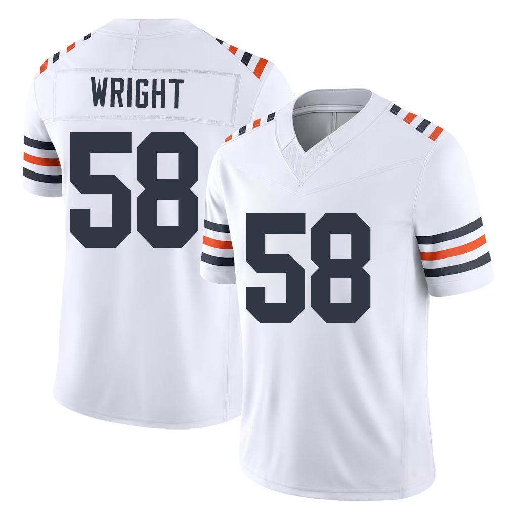 Chicago #58 Darnell Football V Neck Short Sleeve White Jersey Wright For Men Youth Women Gift
