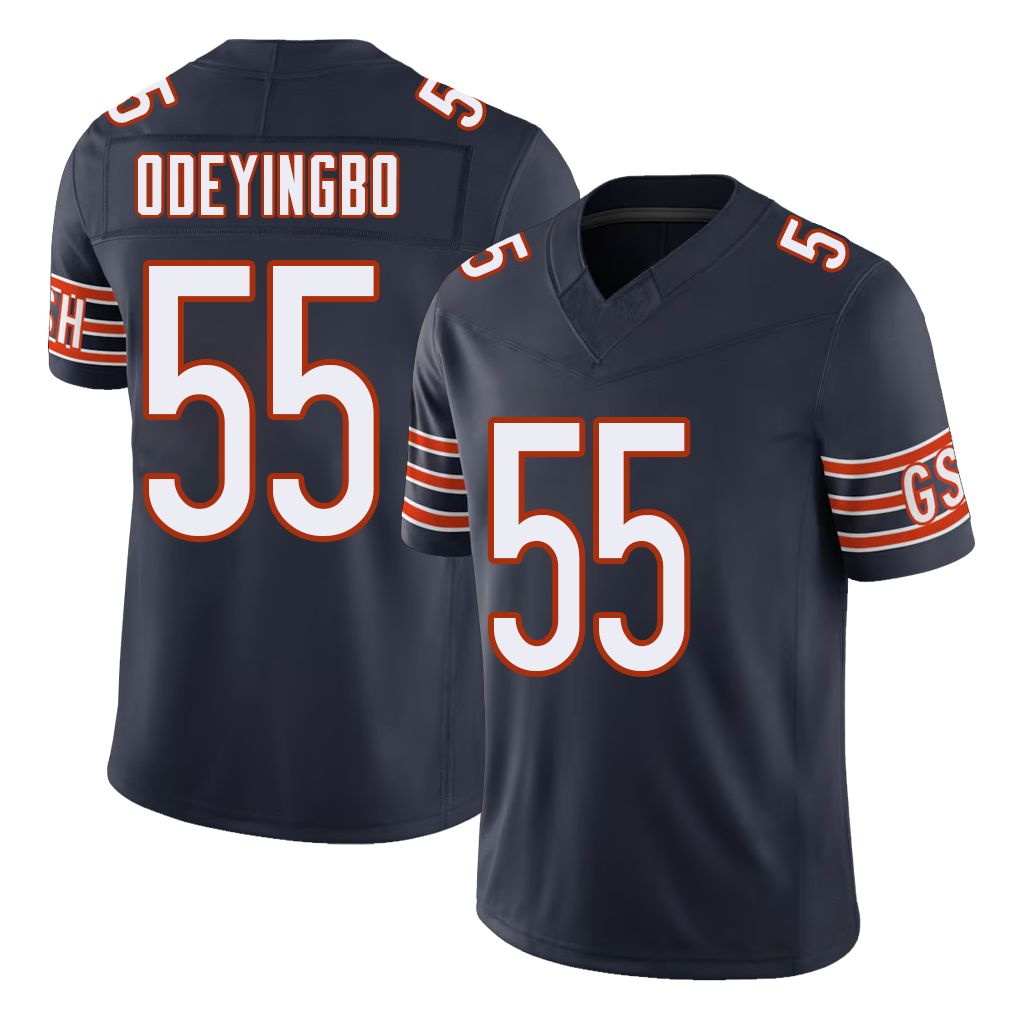 Chicago #55 Dayo Football V Neck Short Sleeve Navy Jersey Odeyingbo For Men Youth Women Gift