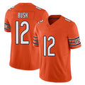 Chicago #12 Devin Football V Neck Short Sleeve Orange Jersey Bush For Men Youth Women Gift