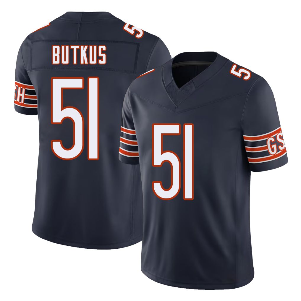 Chicago #51 Dick Football V Neck Short Sleeve Navy Jersey Butkus For Men Youth Women Gift