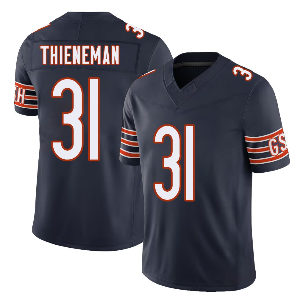 Chicago #31 Dillon Football V Neck Short Sleeve Navy Jersey Thieneman For Men Youth Women Gift
