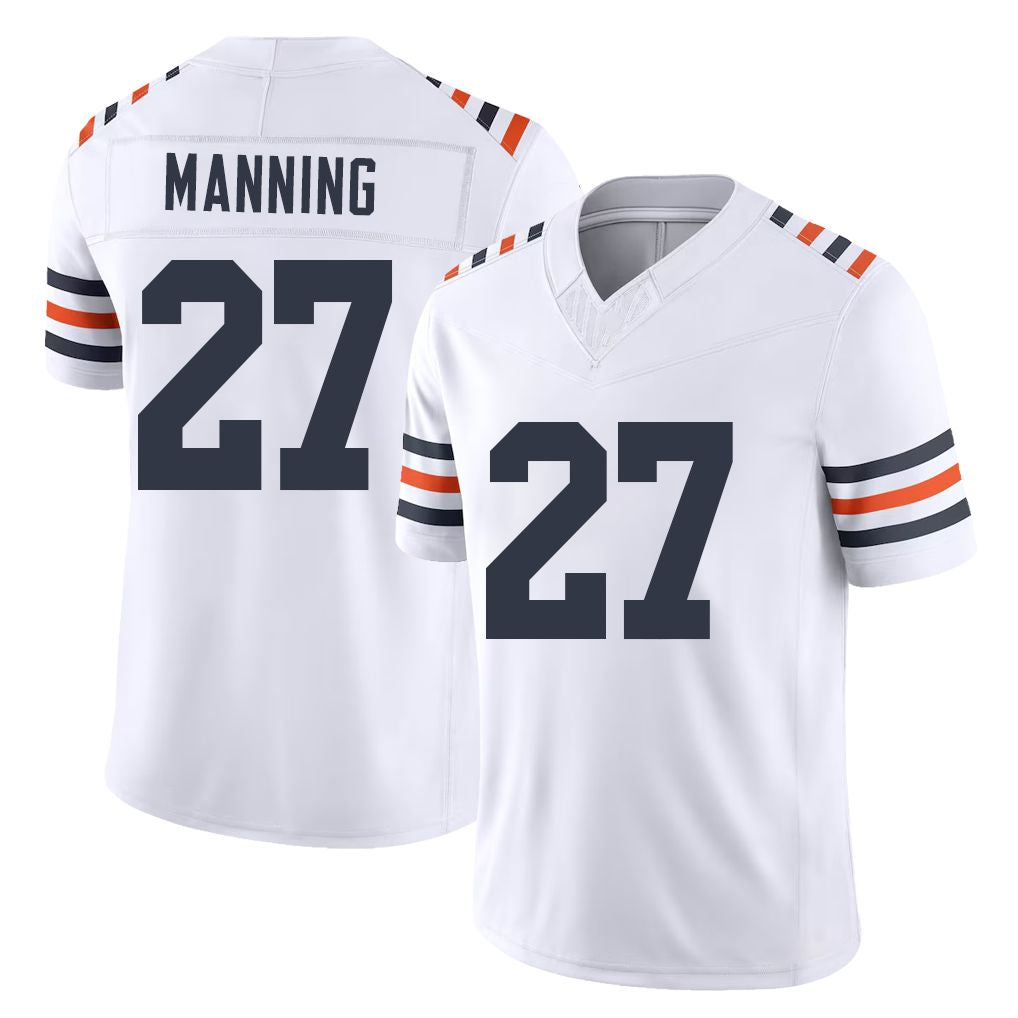 Chicago #27 Dontae Football V Neck Short Sleeve White Jersey Manning For Men Youth Women Gift