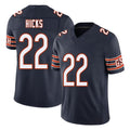 Chicago #22 Elijah Football V Neck Short Sleeve Navy Jersey Hicks For Men Youth Women Gift