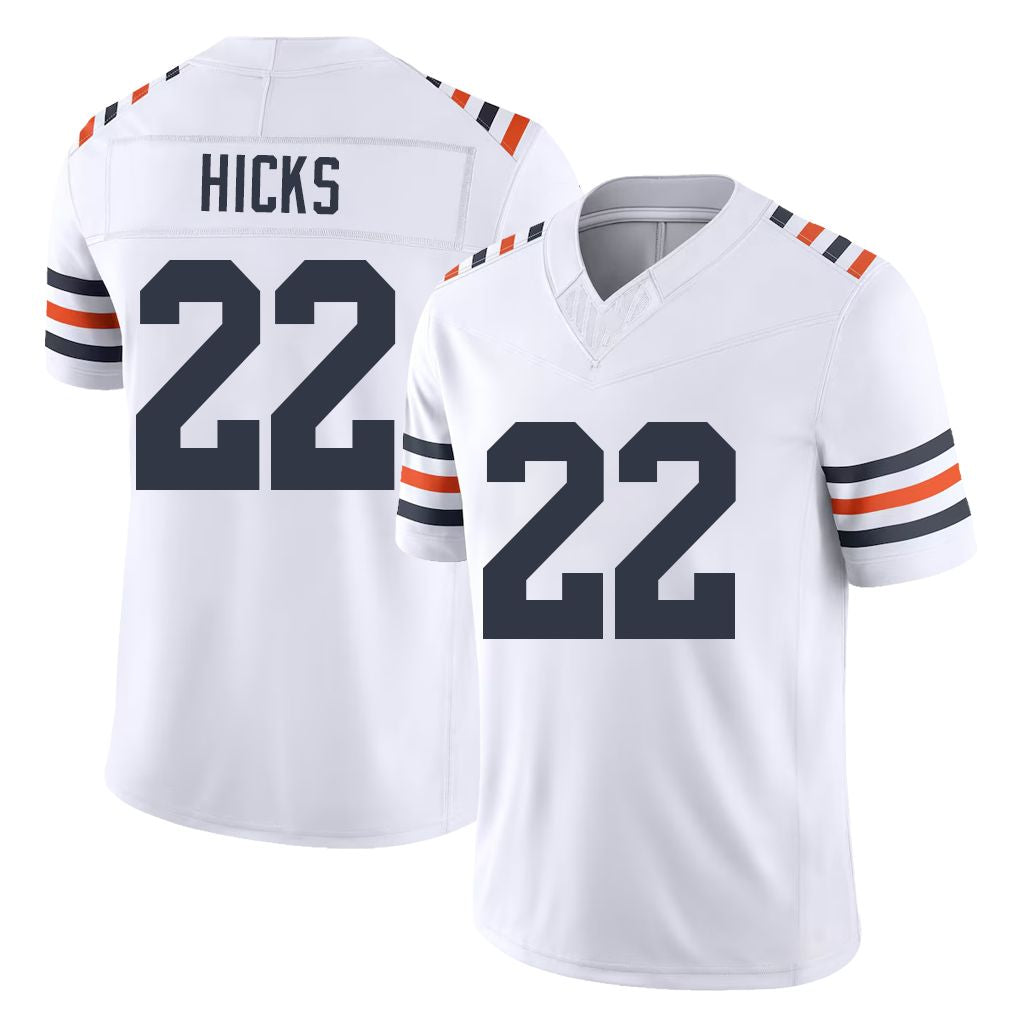 Chicago #22 Elijah Football V Neck Short Sleeve White Jersey Hicks For Men Youth Women Gift