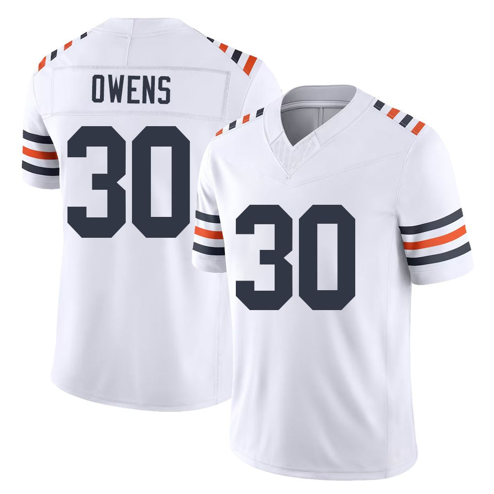 Chicago #30 Gervarrius Football V Neck Short Sleeve White Jersey Owens For Men Youth Women Gift