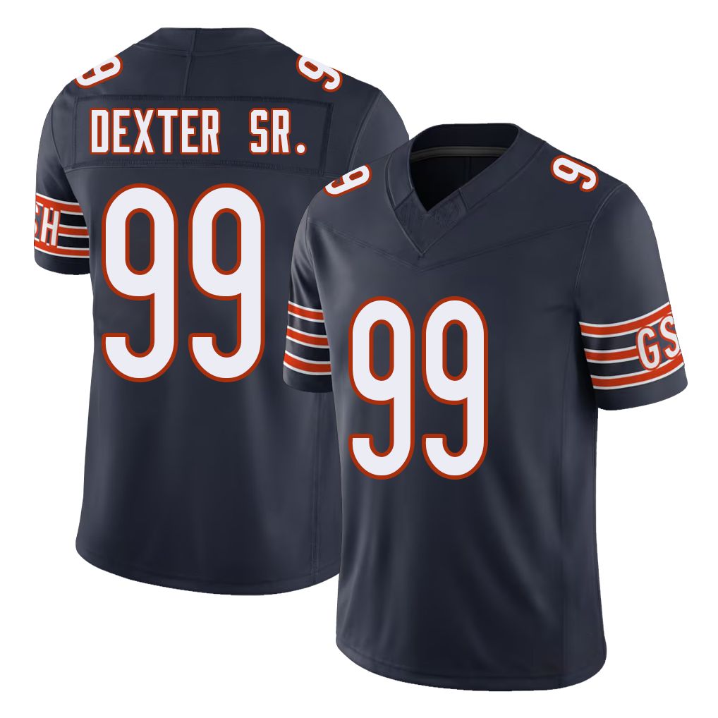 Chicago #99 Gervon Football V Neck Short Sleeve Navy Jersey Dexter Sr. For Men Youth Women Gift