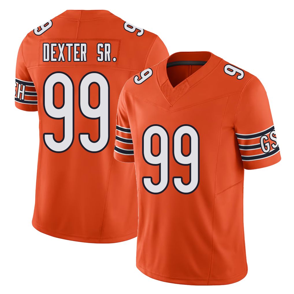 Chicago #99 Gervon Football V Neck Short Sleeve Orange Jersey Dexter Sr. For Men Youth Women Gift