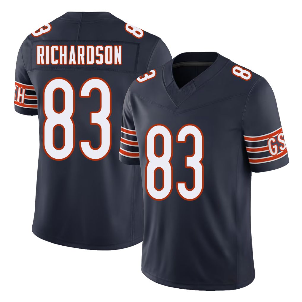 Chicago #83 JP Football V Neck Short Sleeve Navy Jersey Richardson For Men Youth Women Gift