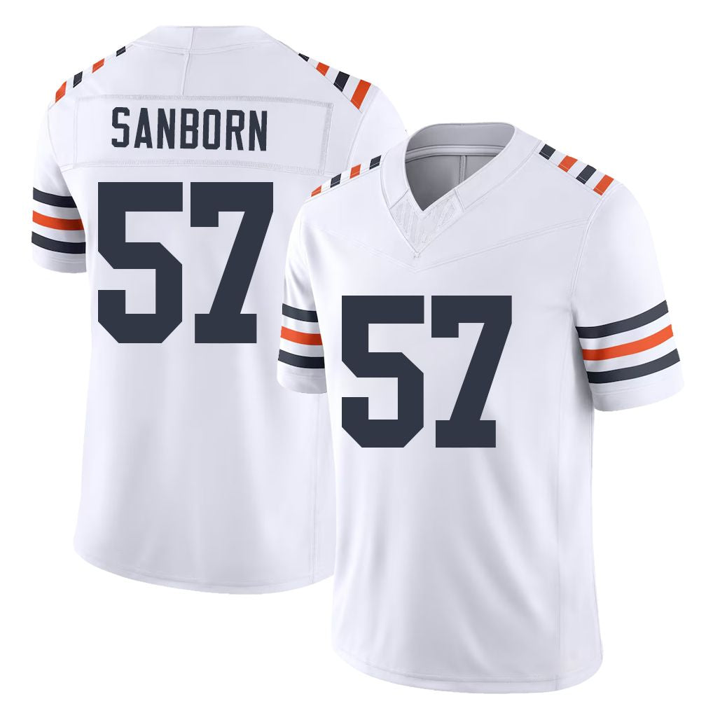 Chicago #57 Jack Football V Neck Short Sleeve White Jersey Sanborn For Men Youth Women Gift
