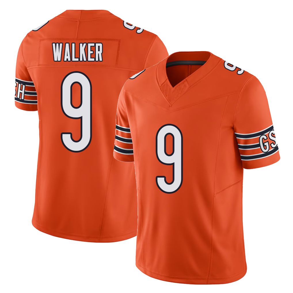 Chicago #9 Jahdae Football V Neck Short Sleeve Orange Jersey Walker For Men Youth Women Gift