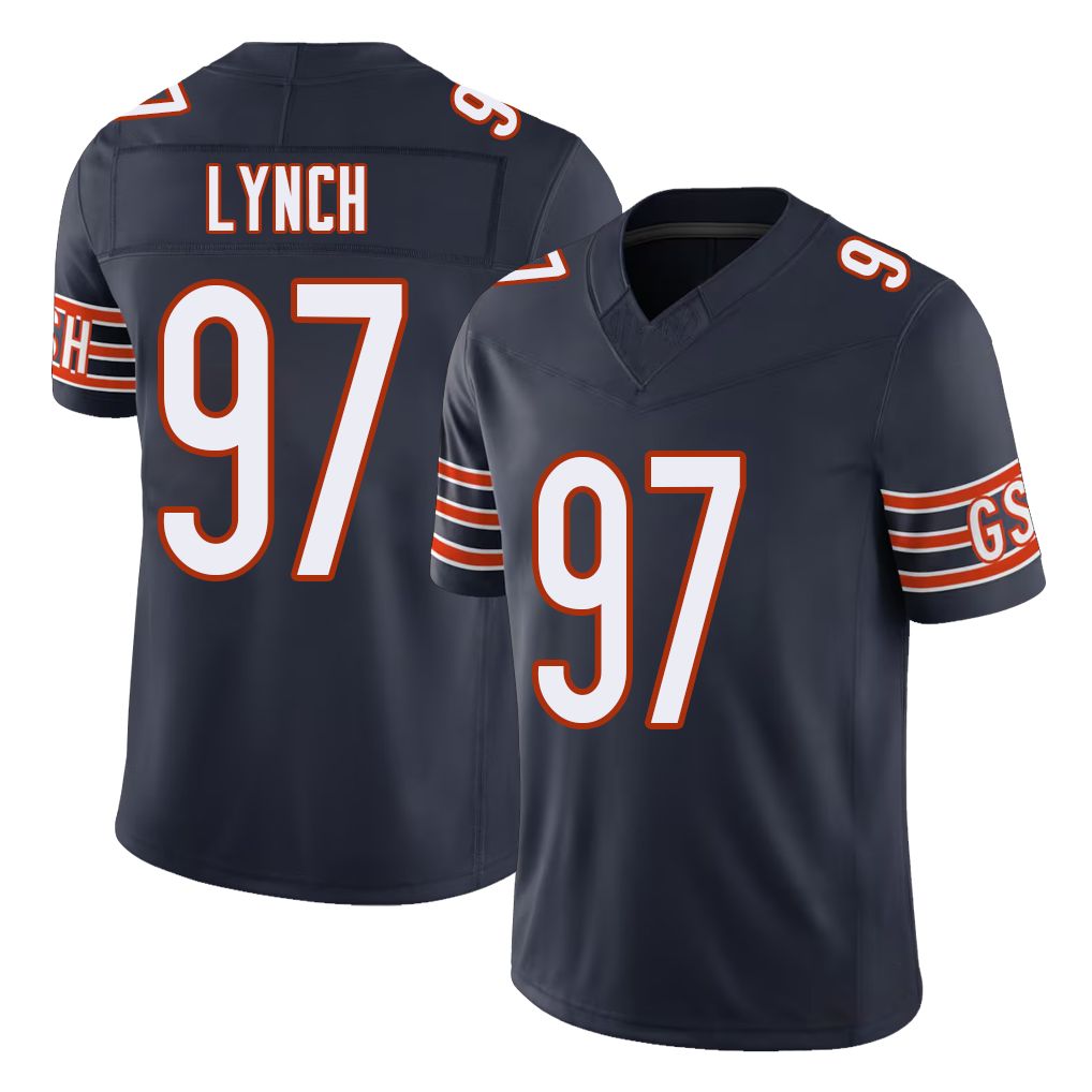 Chicago #97 James Football V Neck Short Sleeve Navy Jersey Lynch For Men Youth Women Gift