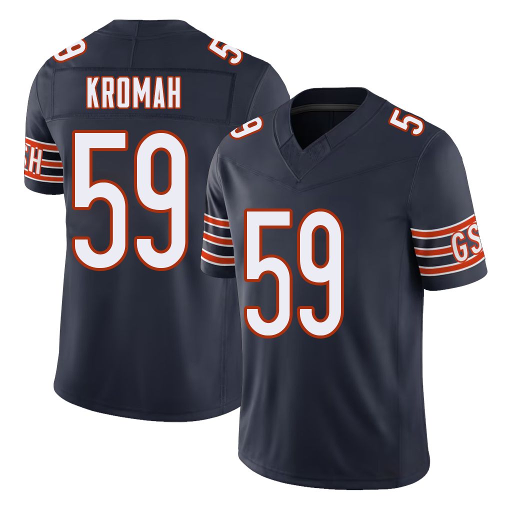 Chicago #59 Jamree Football V Neck Short Sleeve Navy Jersey  Kromah For Men Youth Women Gift