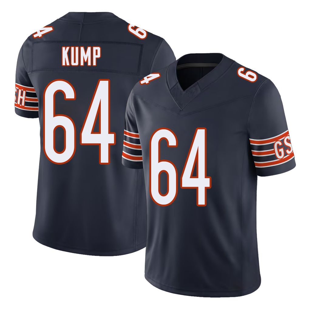 Chicago #64 Jaren Football V Neck Short Sleeve Navy Jersey  Kump For Men Youth Women Gift