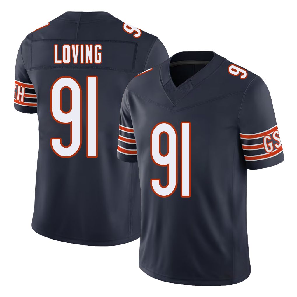 Chicago #91 Jayden Football V Neck Short Sleeve Navy Jersey Loving For Men Youth Women Gift