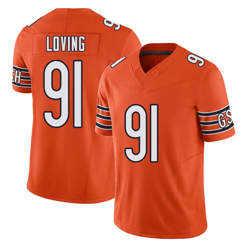 Chicago #91 Jayden Football V Neck Short Sleeve Orange Jersey Loving For Men Youth Women Gift