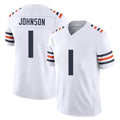 Chicago #1 Jaylon Football V Neck Short Sleeve White Jersey Johnson For Men Youth Women Gift