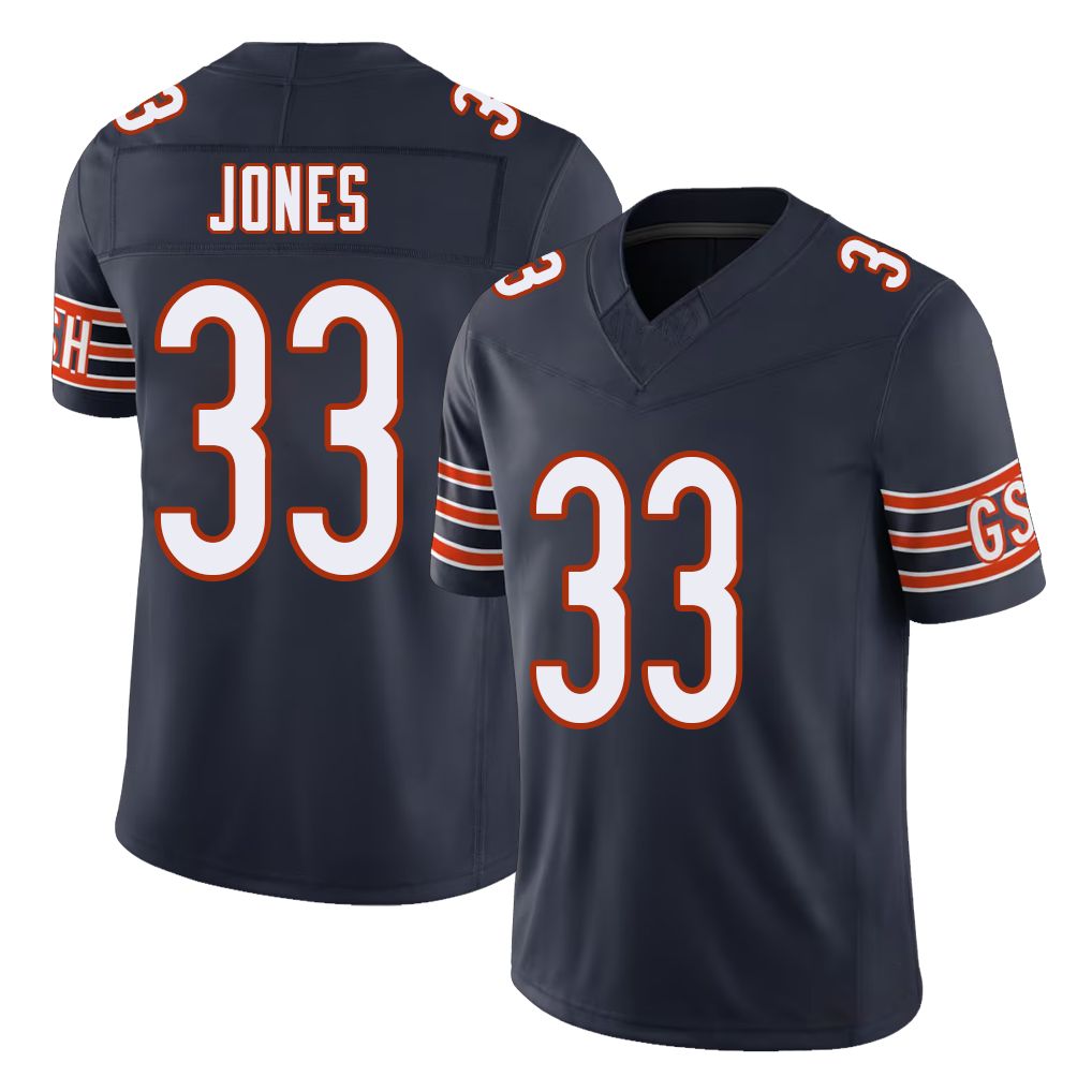 Chicago #33 Jaylon Football V Neck Short Sleeve Navy Jersey Jones For Men Youth Women Gift