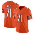 Chicago #71 Jedrick Football V Neck Short Sleeve Orange Jersey Wills For Men Youth Women Gift